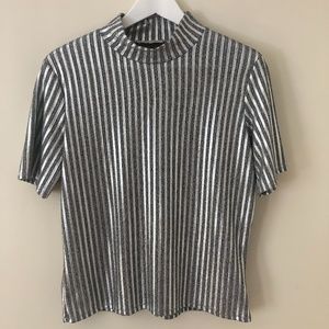 Zara Silver Dressy T-Shirt